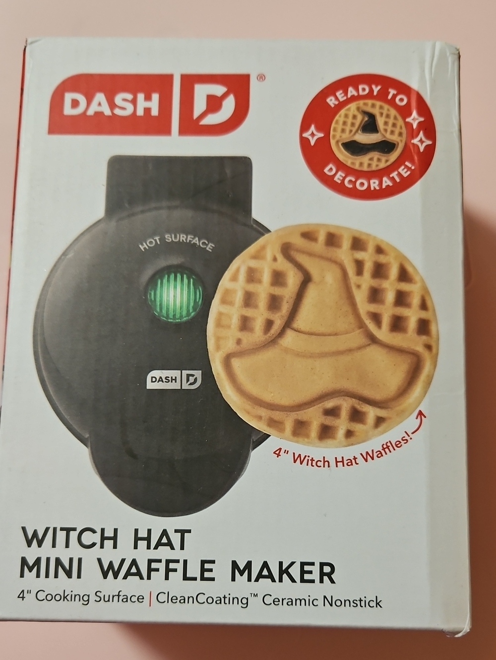 New Dash Witch Hat Mini Waffle Maker 4" Cooking Surface Ceramic Nonstick